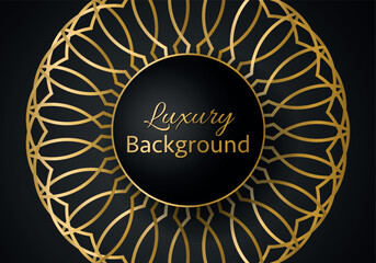 Golden shapes on dark black background. Luxury realistic concept. 3d paper cut style. Vector illustration for design.