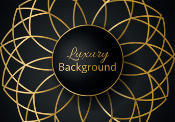 Golden shapes on dark black background. Luxury realistic concept. 3d paper cut style. Vector illustration for design.