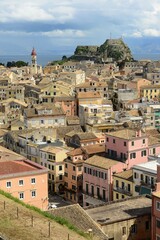Naklejka premium Corfu town, Corfu island, Greece- Aerial view from the 15th century Venetian Fort in Spring.
