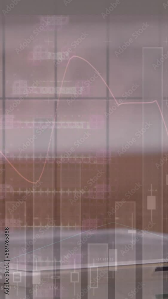 Aufkleber animation of dna strand, statistics and data processing over businessman using tablet