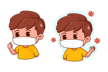 cute character design using a mask. suitable for stickers and children's books