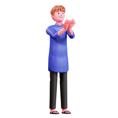3D Character Muslim Male with blue clothes