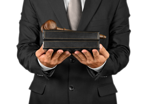 Business Man in suit holding book isolated on white background - Powered by Adobe