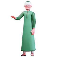 3D Character Muslim Male with green clothes