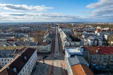 Fototapeta na wymiar Aerial beautiful spring day view of Šiauliai (Siauliai), Lithuania