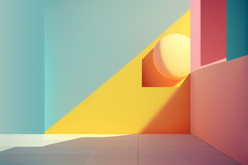 Abstract geometric colourful background. Minimalistic interior design. AI Generative
