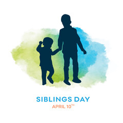 National Siblings Day, April 10 
Brother Sister, Kids, Family Love Vector Template 