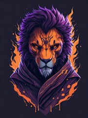 Lion with fire, Created using generative AI