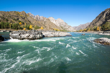 Fototapeta premium View of river Katun and Altay mountains
