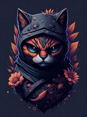 cat with beautiful eyes and flowers, Created using generative AI