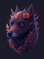 Dog with flowers, Created using generative AI