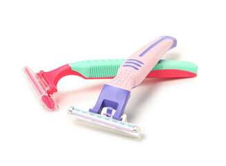 Two safety razors on white background