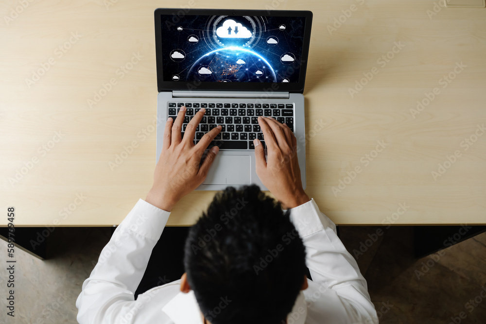 Poster cloud computing software for modish remote work and personal data storage