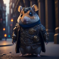 Cute hamster in suit, Created using generative AI