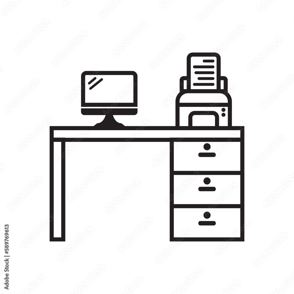 Poster Work desk logo icon,illustration design template