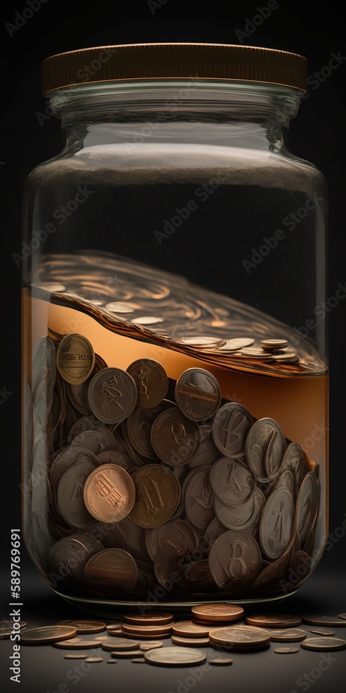 Poster jar of coins and charts on data analysis generative ai