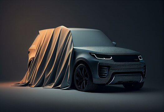 SUV with wrapped hood. Generative AI