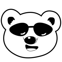 Cute bear with sunglasses silhouette