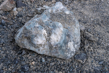 Gray limestone rock for raw material in the construction industry