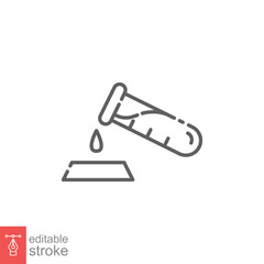 Test tube icon. Blood test, lab diagnostics medical research and science concept. Simple outline style. Thin line symbol. Vector illustration isolated on white background. Editable stroke EPS 10.
