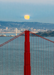 Moonrise at Golden Gate Bridge, California