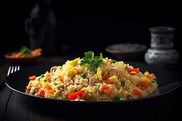 fried rice with vegetables on plate