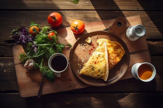 Omelette With Vegetable On The Table