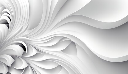 Moderne Luxus Muster in Weiss, Textur gekrümmte Elemente in 3D-Look. Weiss, grauem ausgefallenen markanten Hintergrund. Generative AI Illustration
