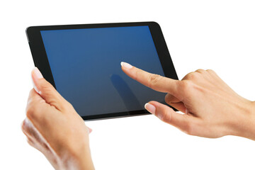 Hands holding tablet pc  isolated