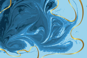 Light Blue and Gold Marble Abstract Vector Background