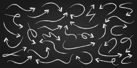 Chalk effect doodle arrows icon set