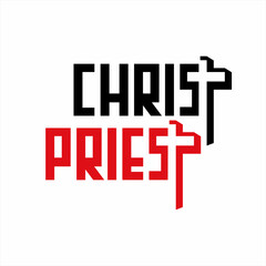 Word design Christ priest with cross sign on T letter.