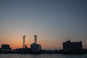 新潟市の風景と夕日・夕焼け