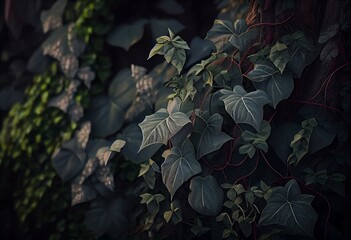 A variety of ivy and shrubs. Generative AI