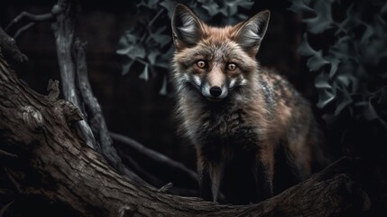 Naklejka premium realistic fox in the forest 