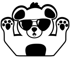Cute bear with sunglasses silhouette