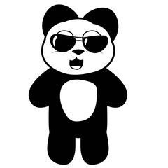 Cute bear with sunglasses silhouette