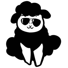 Cute sheep with sunglasses silhouette