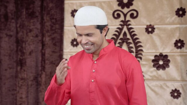 Muslim man doing greetings and adaab