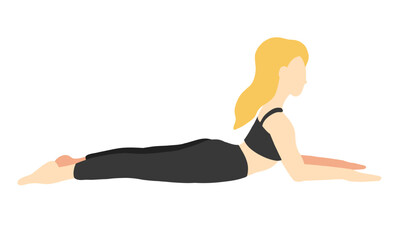 Flexibility yoga poses collection. European female, lady, woman, girl. Long blonde hair. Black tracksuit. Pilates, training. Vector illustration in cartoon flat style isolated on white background.