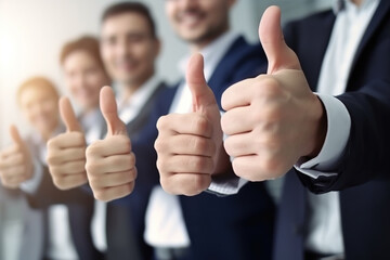 Business People Teams Giving Thumbs up. Created with Generative AI technology