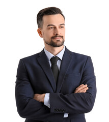 Handsome businessman on white background