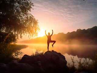 Yoga Meditation at Sunset