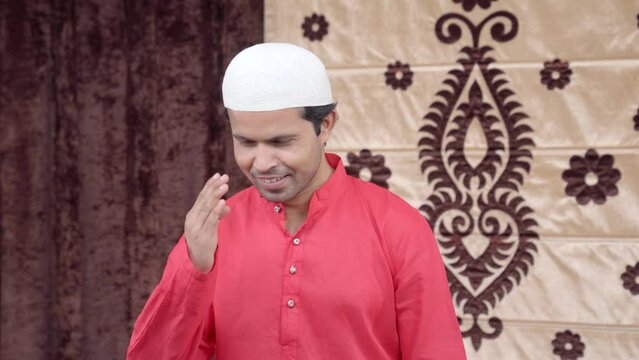 Muslim man doing greetings and adaab