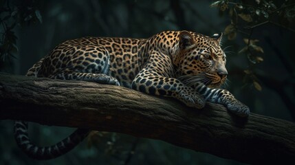 realistic leopard on the wood