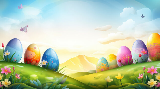 Easter eggs set. Poster. Postcard.