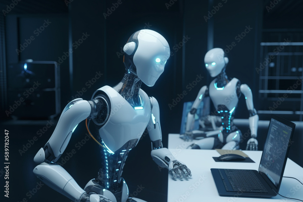 Poster ai chatbots working and chat in computers, generative ai