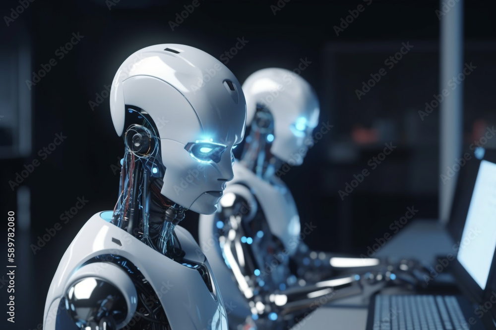Poster ai chatbots working and chat in computers, generative ai