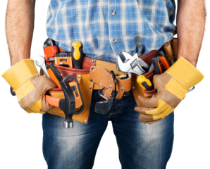 Close-up of a Construction Worker , Carpenter Tool Belt
