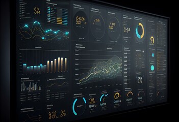 Commercial, Financial, and Operational Dashboard, with costs, earnings, sales, graphics, rates, data, analysis, correlations, and several graphical resources to generate strategic. Generative AI